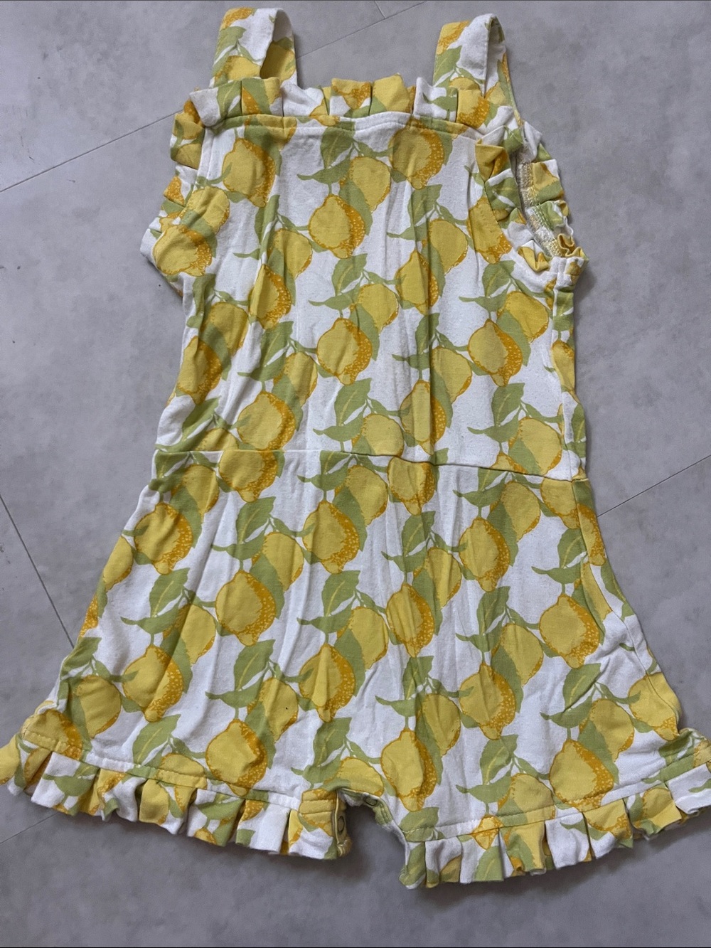 kate quinn Yellow & White Lemon Ruffle Romper